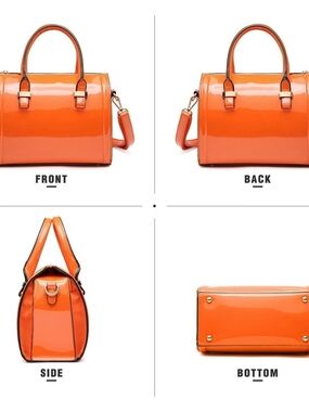 Dasein Shiny Patent Faux Leather Barrel Body Satchel Bag